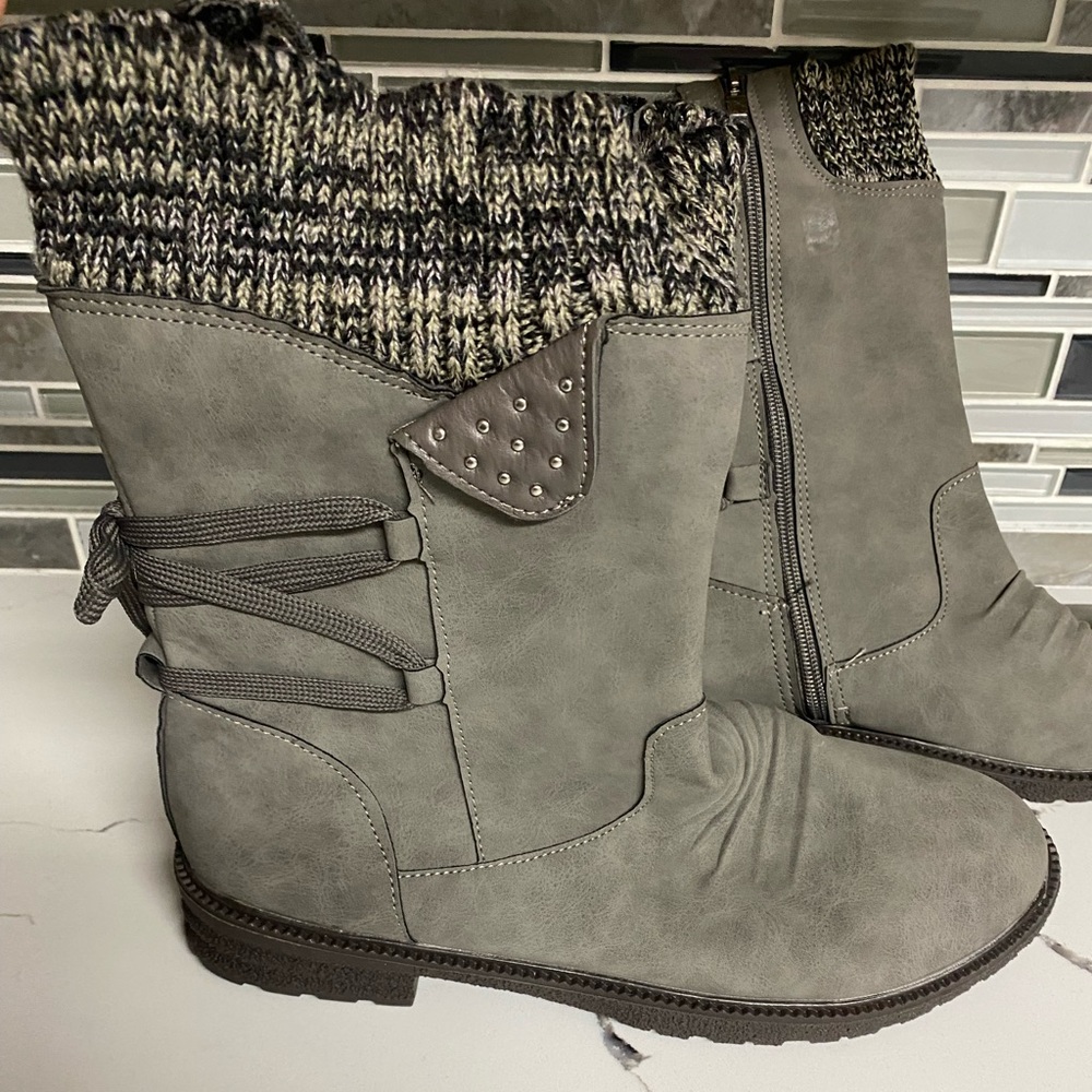 Grey ankle boots